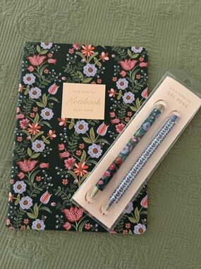 Rifle Paper Co. Floral Notebook & Gel Pen Set - Dark Green